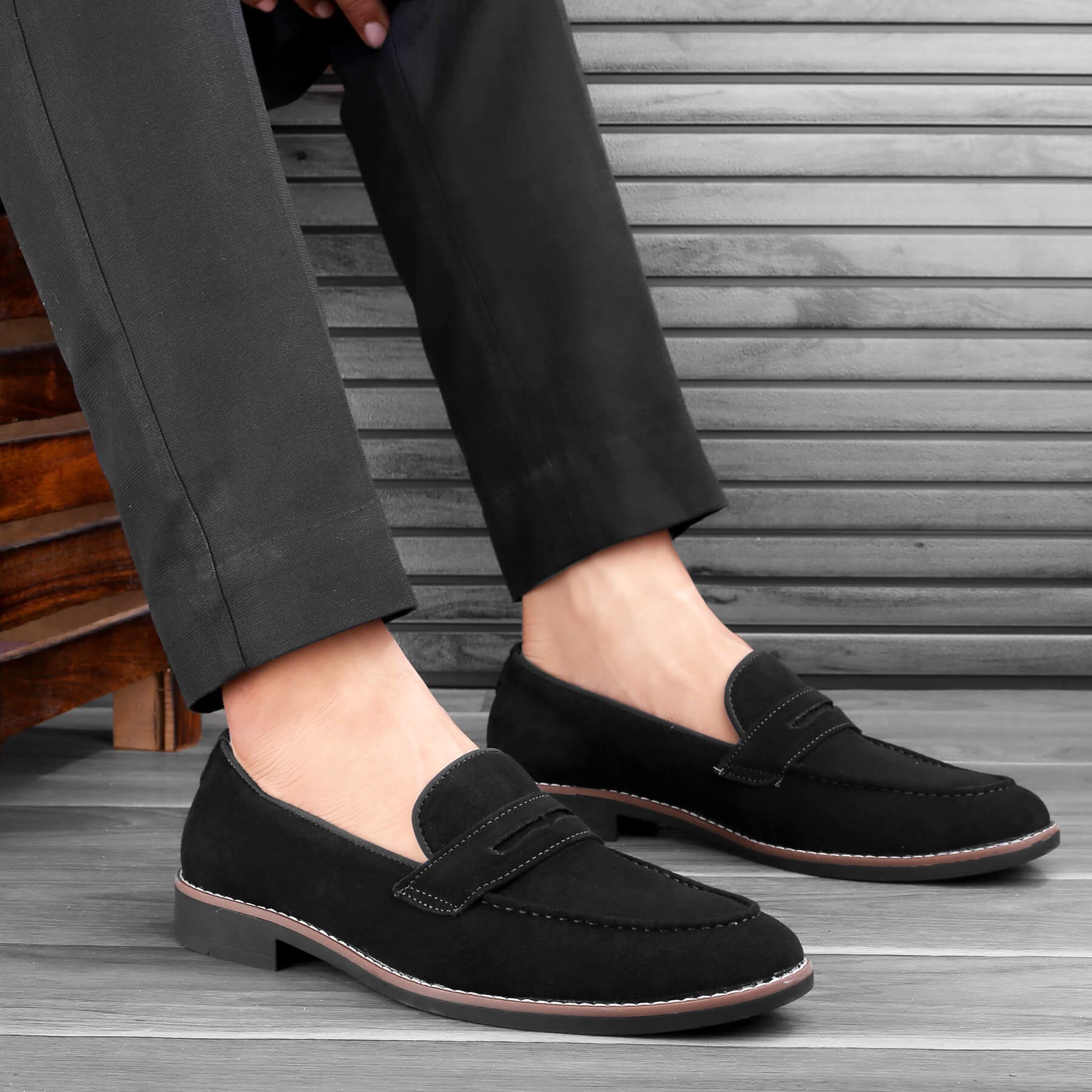 Loafers for men Men's round black loafers