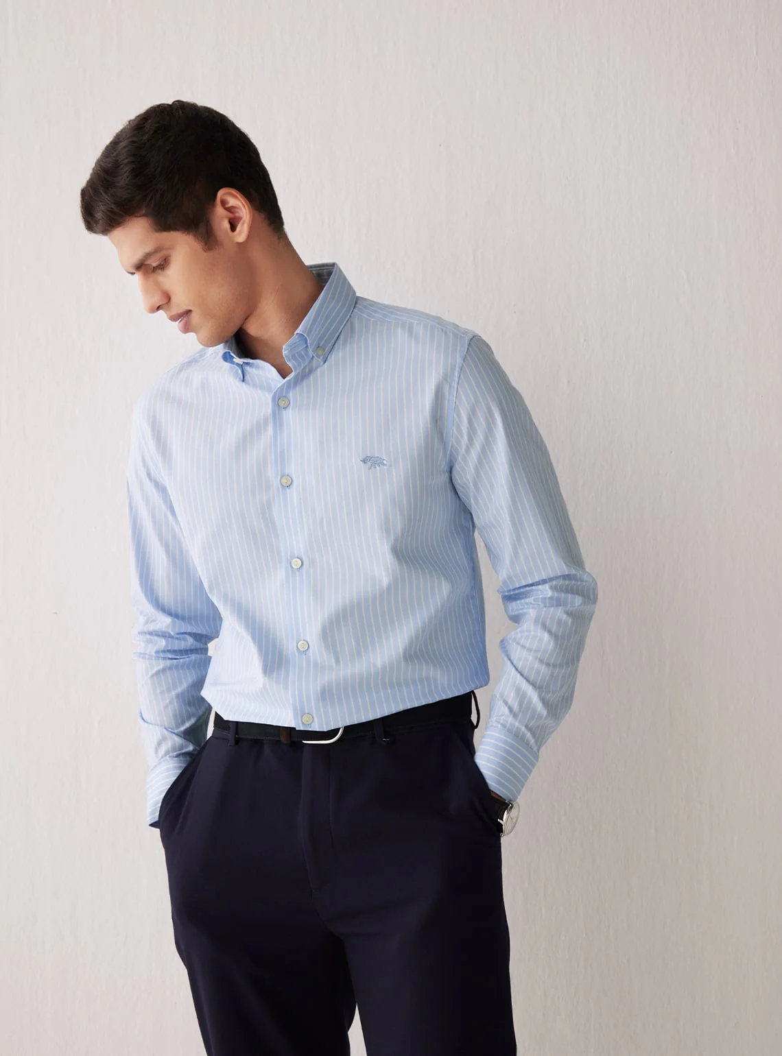 Men’s light blue shirt Men's light blue stripped shirts
